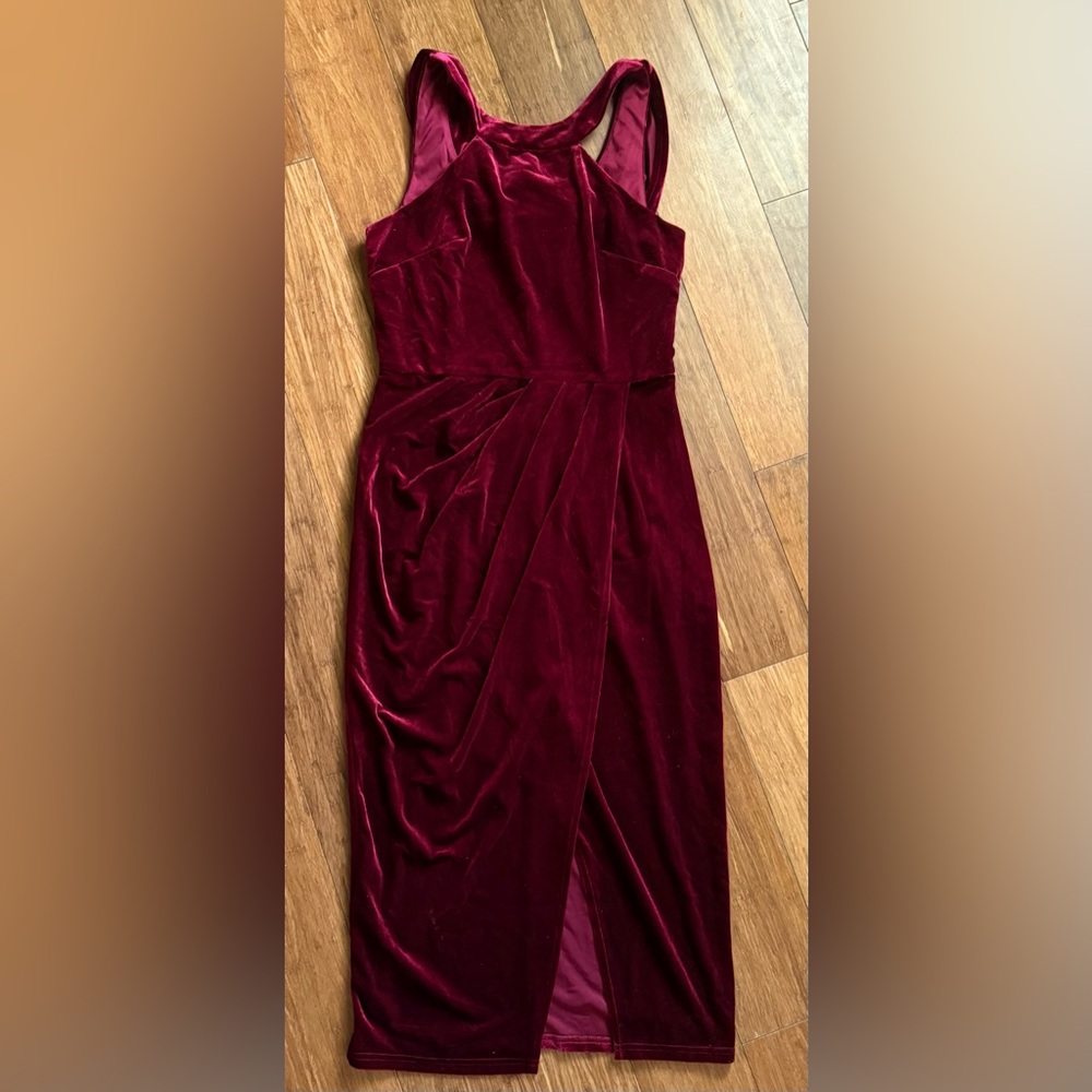 Grace Karin Strapless Velvet Dress in Deep Red